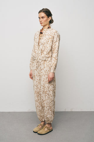 Kadın Botanical Line Nakış İşlemeli Fermuarlı Bohem Crop Ceket