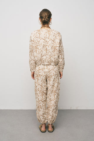 Kadın Botanical Line Nakış İşlemeli Fermuarlı Bohem Crop Ceket