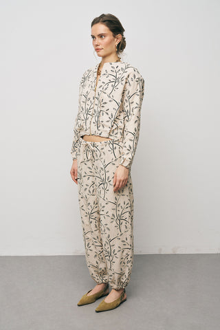 Kadın Botanical Line Nakış İşlemeli Fermuarlı Bohem Crop Ceket