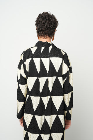 Kadın Geometrik Üçgen Desenli Modern Uzun Tunik Gömlek