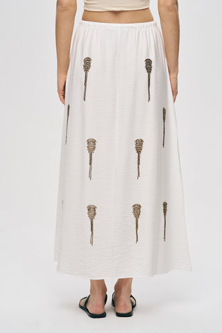 Kadın El İşçiliği Boncuk Nakış Detaylı Uzun Etek