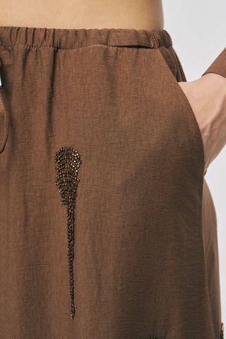 Kadın El İşçiliği Boncuk Nakış Detaylı Uzun Etek