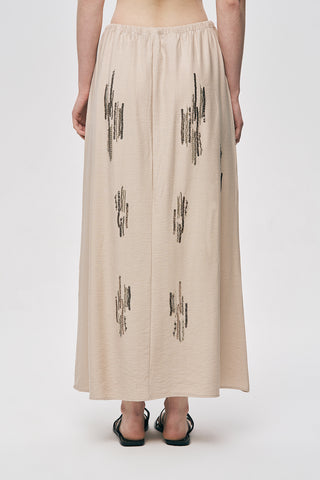 Kadın Glow Payet Ve Boncuk İşlemeli Beli Bağcıklı Maxi Etek