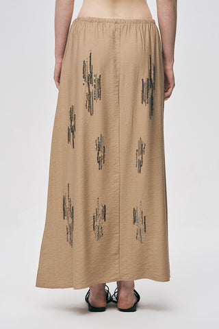 Kadın Glow Payet Ve Boncuk İşlemeli Beli Bağcıklı Maxi Etek