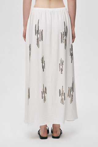 Kadın Glow Payet Ve Boncuk İşlemeli Beli Bağcıklı Maxi Etek