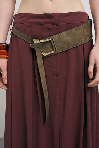 Kadın Modal Retro Kemerli Kloş Midi Etek