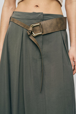 Kadın Modal Retro Kemerli Kloş Midi Etek