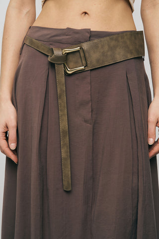 Kadın Modal Retro Kemerli Kloş Midi Etek