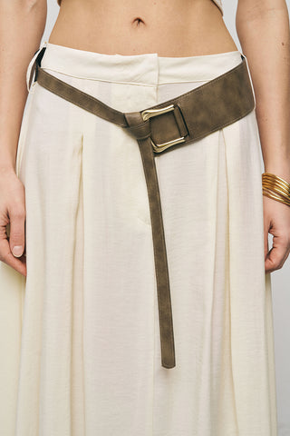 Kadın Modal Retro Kemerli Kloş Midi Etek