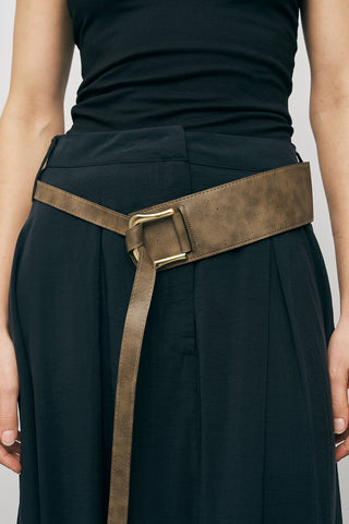 Kadın Modal Retro Kemerli Kloş Midi Etek