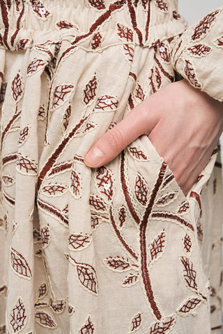 Kadın Botanical Line Nakış İşlemeli Bohem Maxi Etek