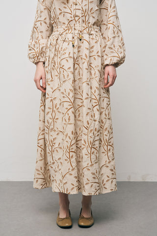 Kadın Botanical Line Nakış İşlemeli Bohem Maxi Etek