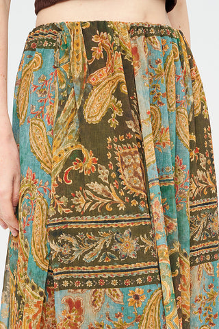 Kadın Beli Lastikli Şal Desenli Bohem Maxi Etek