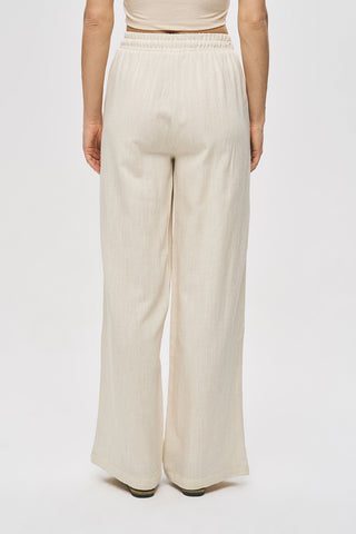 Kadın Etnik Nakışlı Viskon-Keten Bol Paça Pantolon