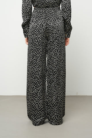 Kadın Puantiye Desenli Beli Lastikli Palazzo Pantolon