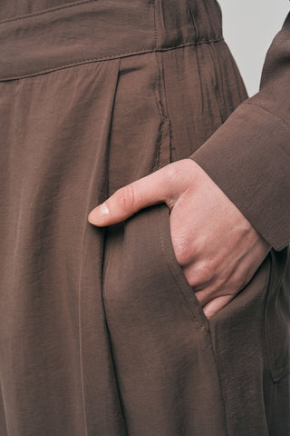 Kadın Paçası Lastikli Düz Renk Dökümlü Pantolon