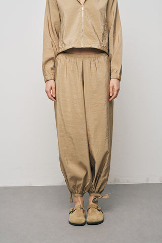 Kadın Comfort Paçası Bağlama Detaylı Beli Lastikli Pantolon