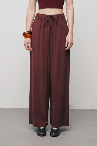Kadın Basic Modal Bol Paça Beli Lastikli Dökümlü Pantolon