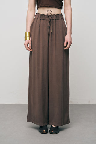 Kadın Basic Modal Bol Paça Beli Lastikli Dökümlü Pantolon