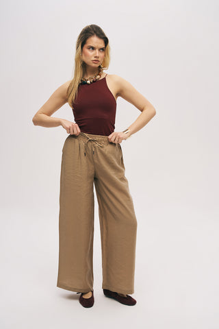 Kadın Basic Modal Bol Paça Beli Lastikli Dökümlü Pantolon