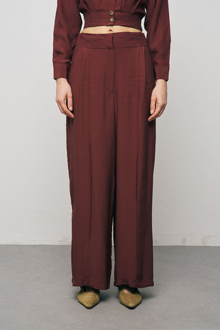 Kadın Modern Yüksek Bel Geniş Paça Düz Renk Palazzo Pantolon