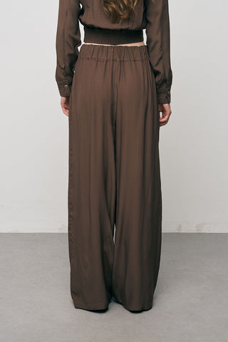 Kadın Modern Yüksek Bel Geniş Paça Düz Renk Palazzo Pantolon