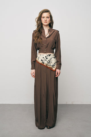 Kadın Modern Yüksek Bel Geniş Paça Düz Renk Palazzo Pantolon