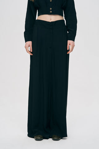 Kadın Modern Yüksek Bel Geniş Paça Düz Renk Palazzo Pantolon