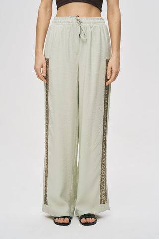 Kadın Zarif Işıltı Yanı Şerit Boncuk İşlemeli Palazzo Pantolon