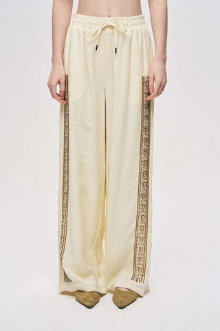 Kadın Zarif Işıltı Yanı Şerit Boncuk İşlemeli Palazzo Pantolon