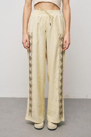 Kadın Etnik Işıltı Nakışlı Ve Payetli Lüks Liyosel Palazzo Pantolon