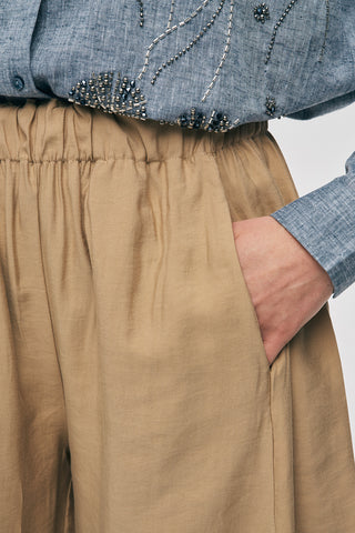 Kadın Beli Lastikli Düz Renk Modern Şalvar Pantolon