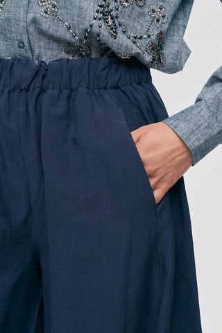 Kadın Beli Lastikli Düz Renk Modern Şalvar Pantolon