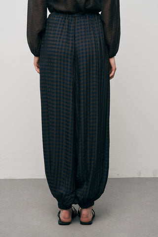 Kadın Paçası Lastikli Ekose Desenli Modern Şalvar Pantolon
