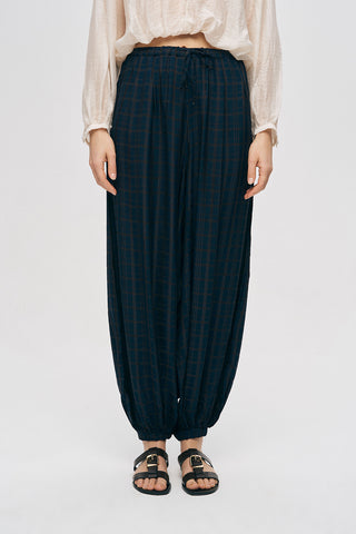 Kadın Ekose Desenli Şalvar Kesim Bohem Pantolon