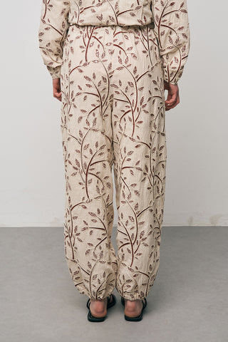 Kadın Botanical Line Nakış İşlemeli Beli Bağcıklı Bohem Pantolon
