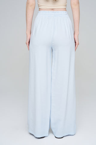 Kadın Pastel Renk Nakış İşlemeli Dökümlü Pantolon