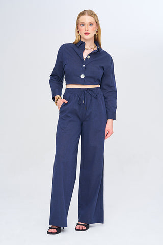 Kadın Düz Renk Wide Leg Pantolon