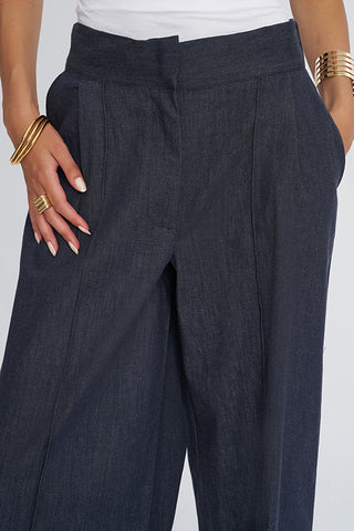 Kadın Yüksek Bel Wide Leg Denim Pantolon