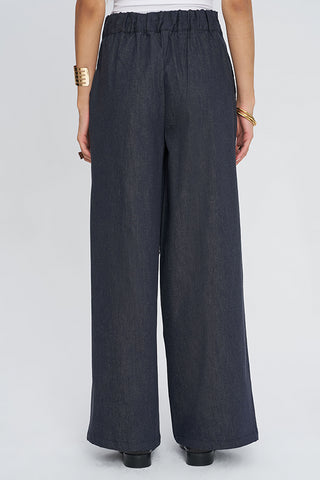 Kadın Yüksek Bel Wide Leg Denim Pantolon
