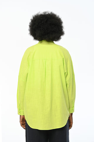 Beyaz Çiçek Nakışlı Oversıze Kesim Pamuk Büyük Bedene Uygun Gömlek