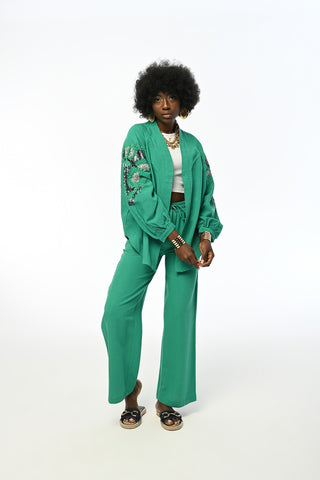 KADIN SIRTI VE KOLU NAKIŞ PAYET İŞLEMELİ OVERSIZE BÜYÜK BEDEN VE TESETTÜRE UYGUN KİMONO CEKET