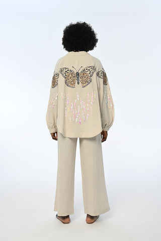 KADIN KELEBEK NAKIŞLI OVERSIZE KİMONO CEKET