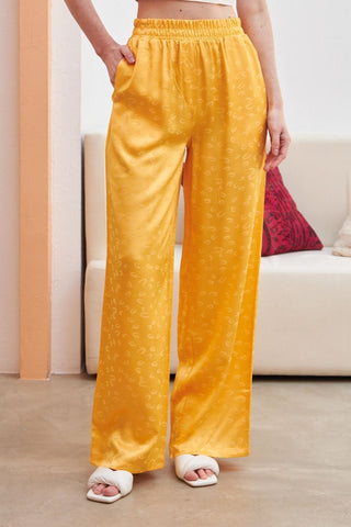 Desenli Beli Lastikli Rahat Kalıp Kumaş Pantolon