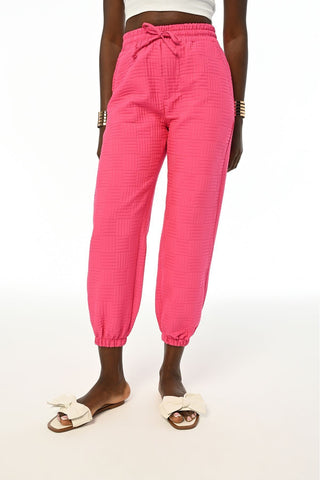 Beli Lastikli Desen Kabartmalı Kumaş Pantolon