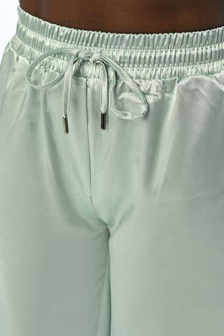 KADIN MİNT RENK BELİ LASTİKLİ BOL PAÇA PANTOLON
