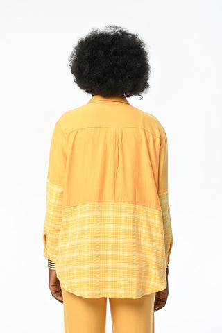 Eteği Ve Kolları Ekose Çift Cepli Oversıze Kesim Gömlek