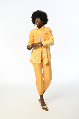 Eteği Ve Kolları Ekose Çift Cepli Oversıze Kesim Gömlek