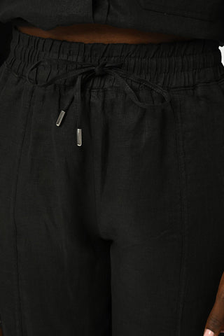 KADIN BELİ LASTİKLİ RAHAT KALIP DÜZ RENK KETEN PANTOLON