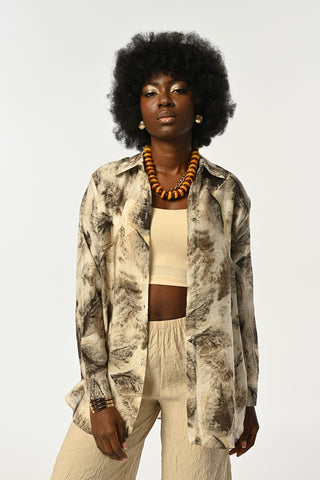 KADIN DESENLİ OVERSİZE KESİM GÖMLEK